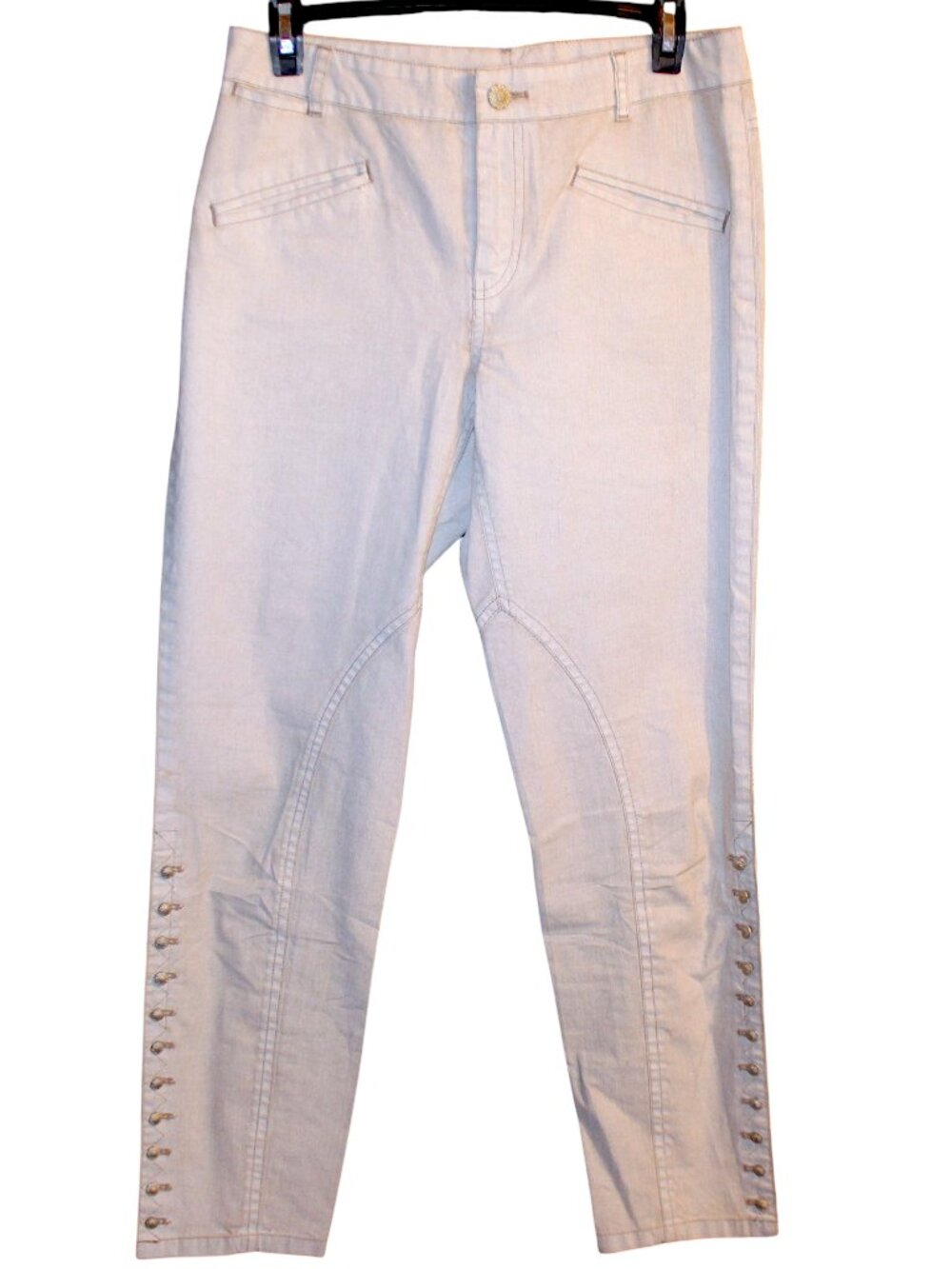 Peruvian Connection Ryder Button Ankle Skinny Pants Sand Beige Size 6